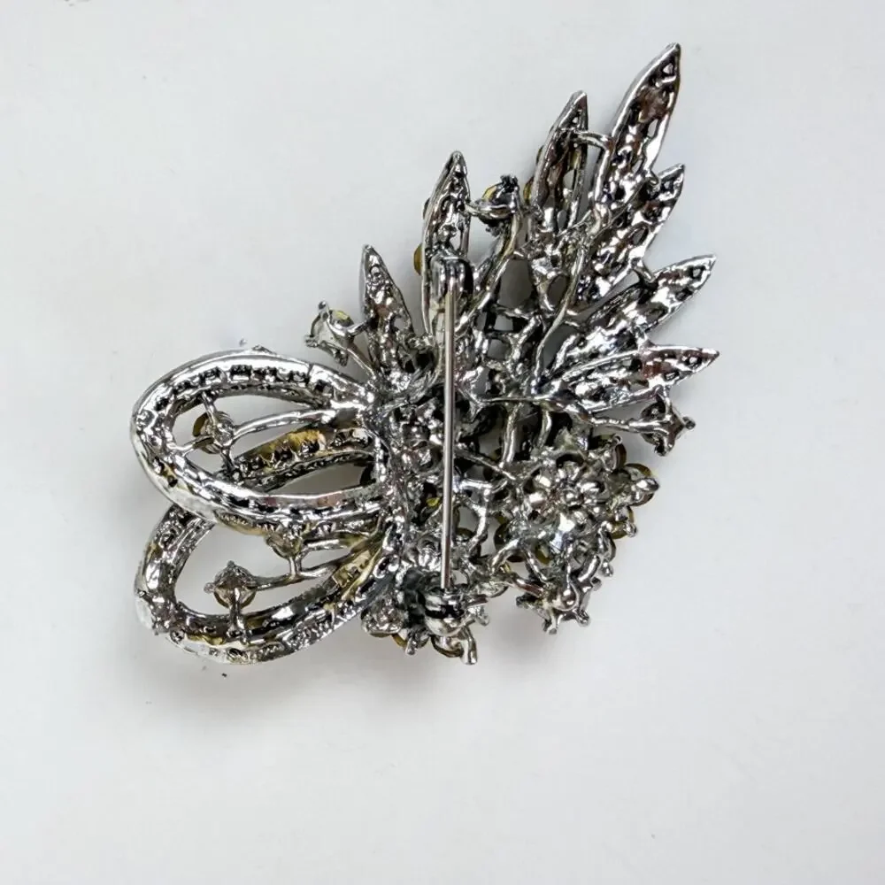 Brown & Champagne Rhinestone Brooch